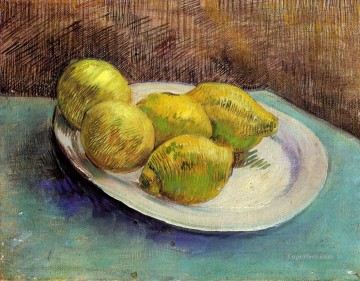 印象派の静物画 Painting - 皿の上のレモンのある静物画 フィンセント・ファン・ゴッホ
